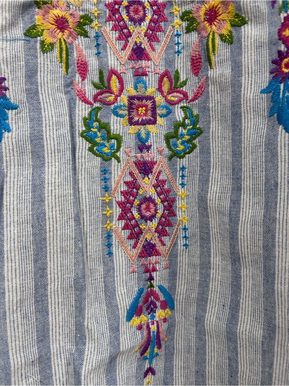 SAVANNA JANE - Embroidered Floral Striped Top - S - Picture 3 of 8